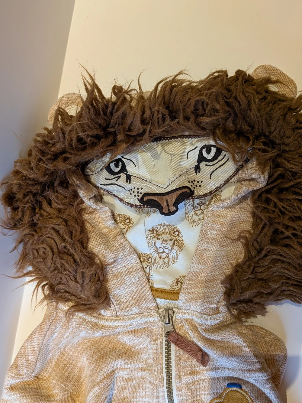 OshKosh B'gosh Lion Hooded Zip Jacket in Tan and Brown